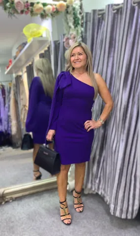 Carmen purple one shoulder midi dress - one size fits 8-12