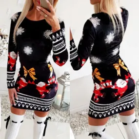 Christmas Bodycon Long Sleeve Dress