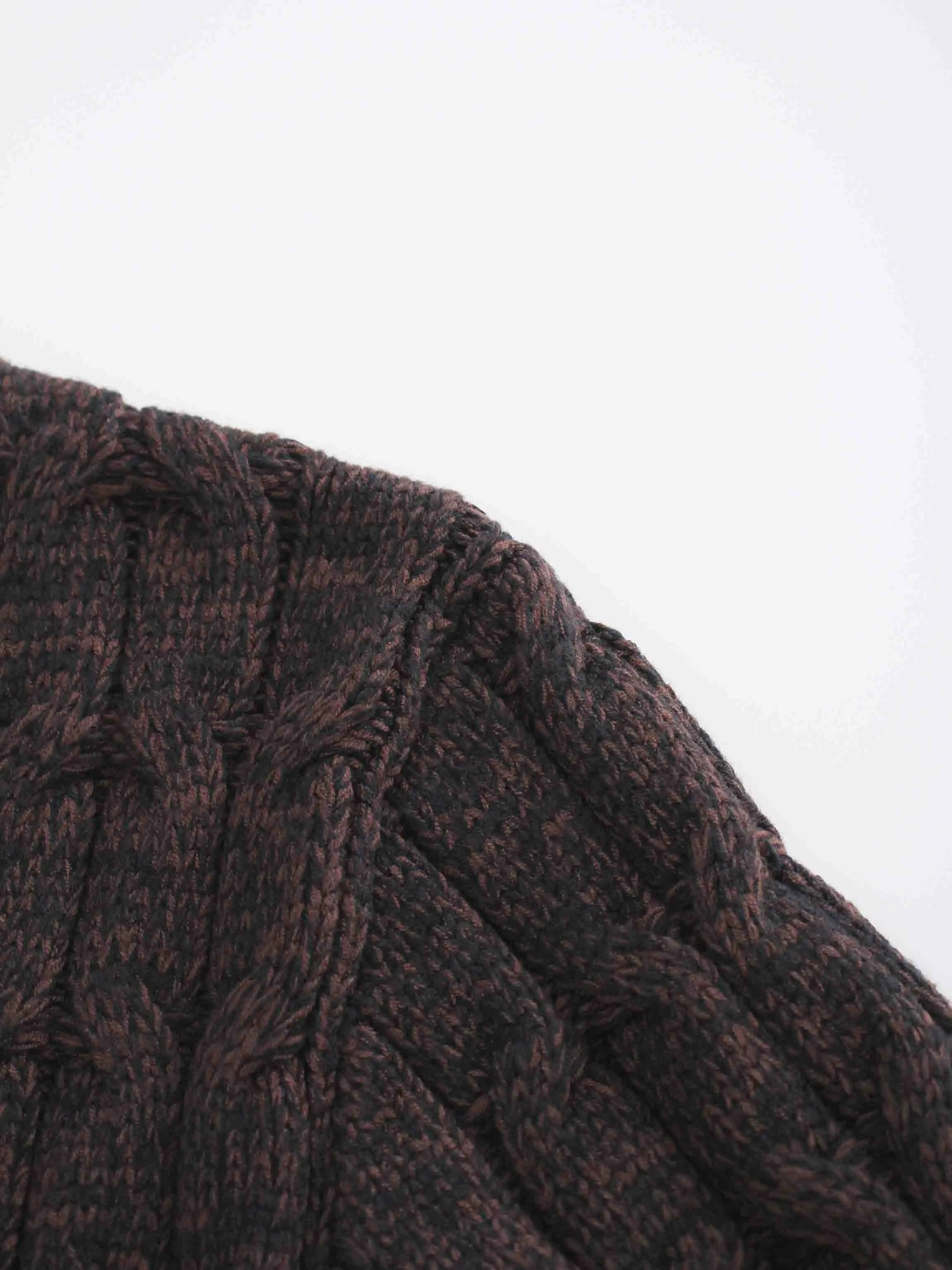 Chunky Heathered Cable sweater-Black/Brown