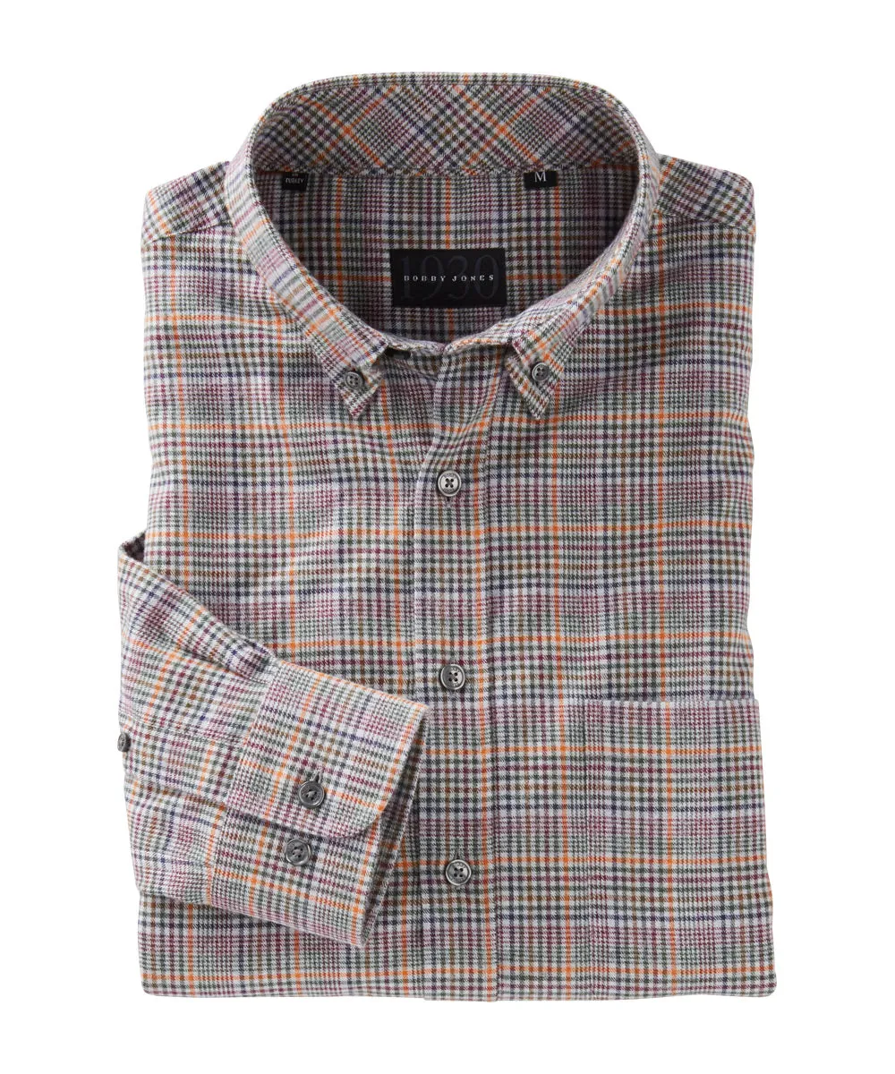 Clevenger Brushed Cotton Plaid Long-Sleeve Sport Shirt