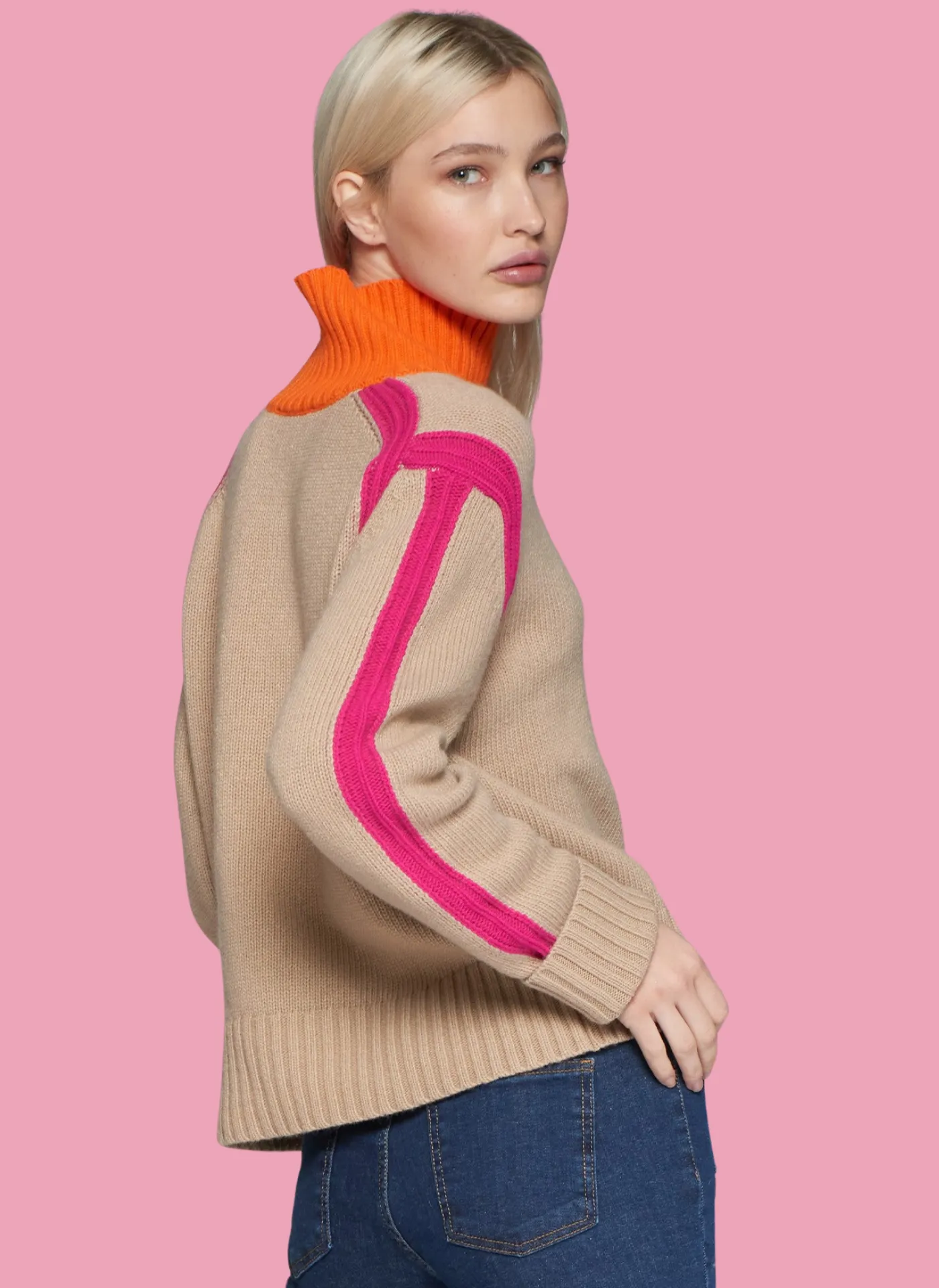 Color Patch Chunky Turtleneck