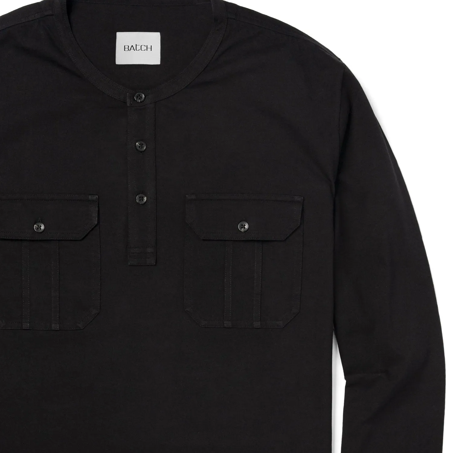 Constructor Henley Shirt –  Black Cotton Jersey