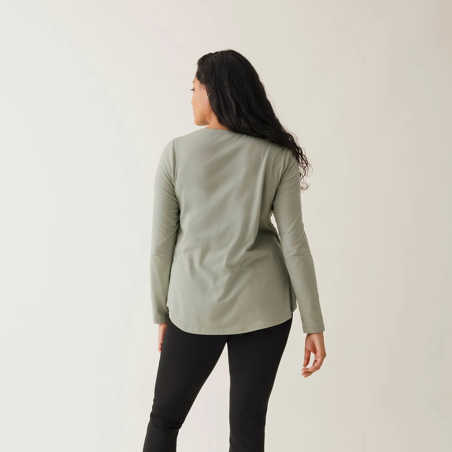 Cotton Maternity Classic LS Top - Green Tea