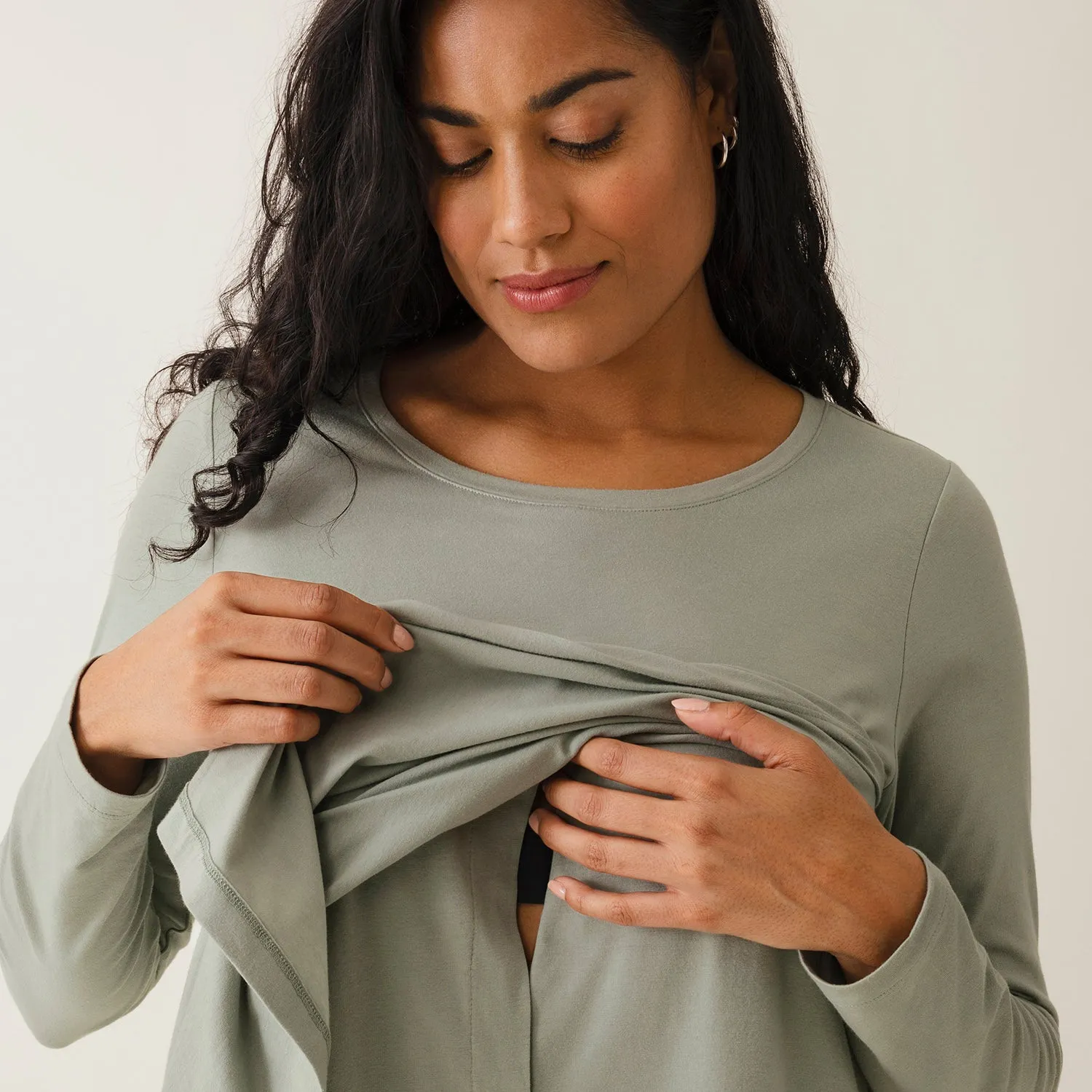 Cotton Maternity Classic LS Top - Green Tea