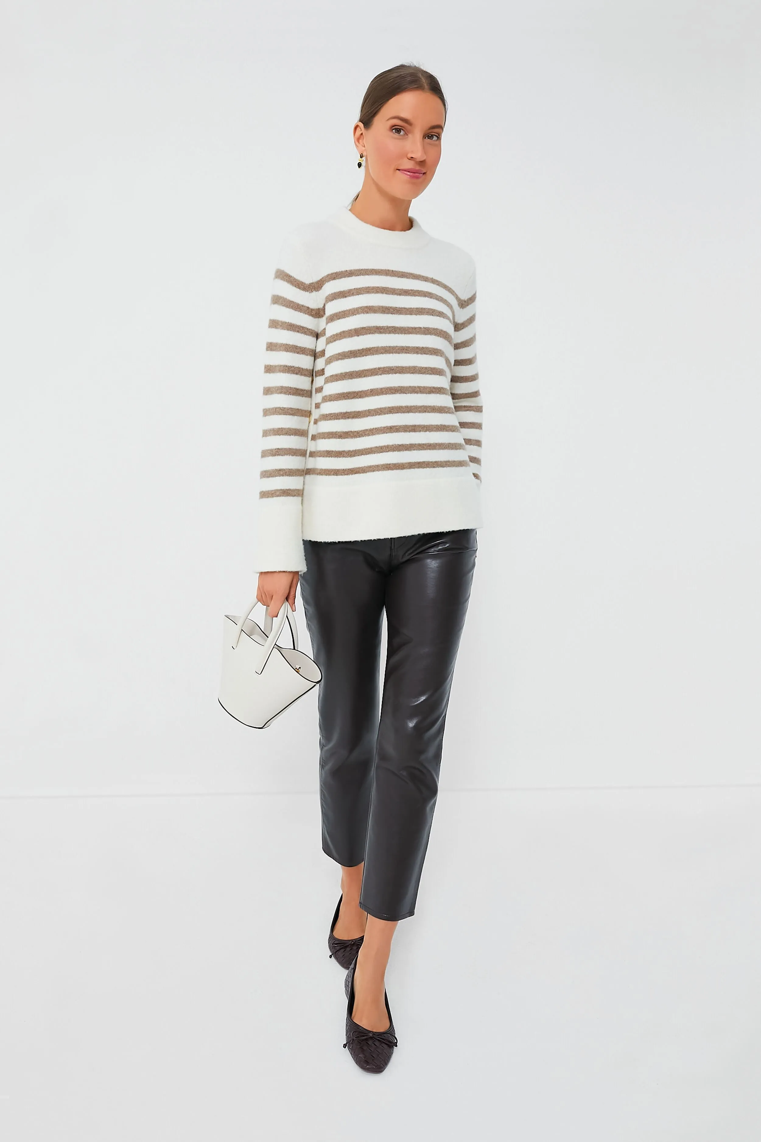 Cream and Tan Stripe Bonnie Sweater