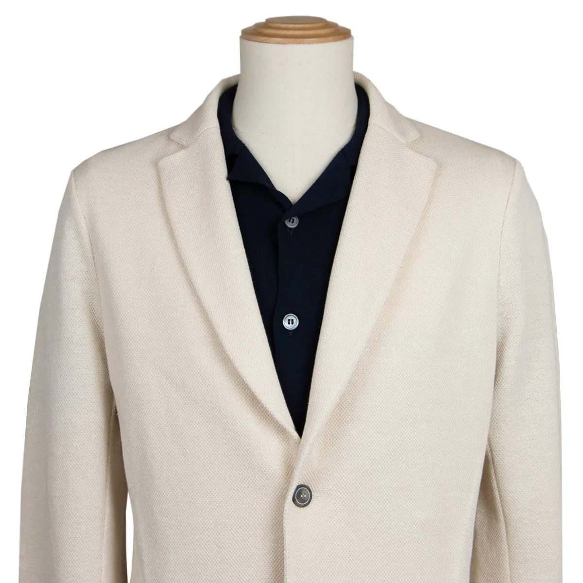 Cream Linen & Cotton Italian Knitted Unstructured Blazer