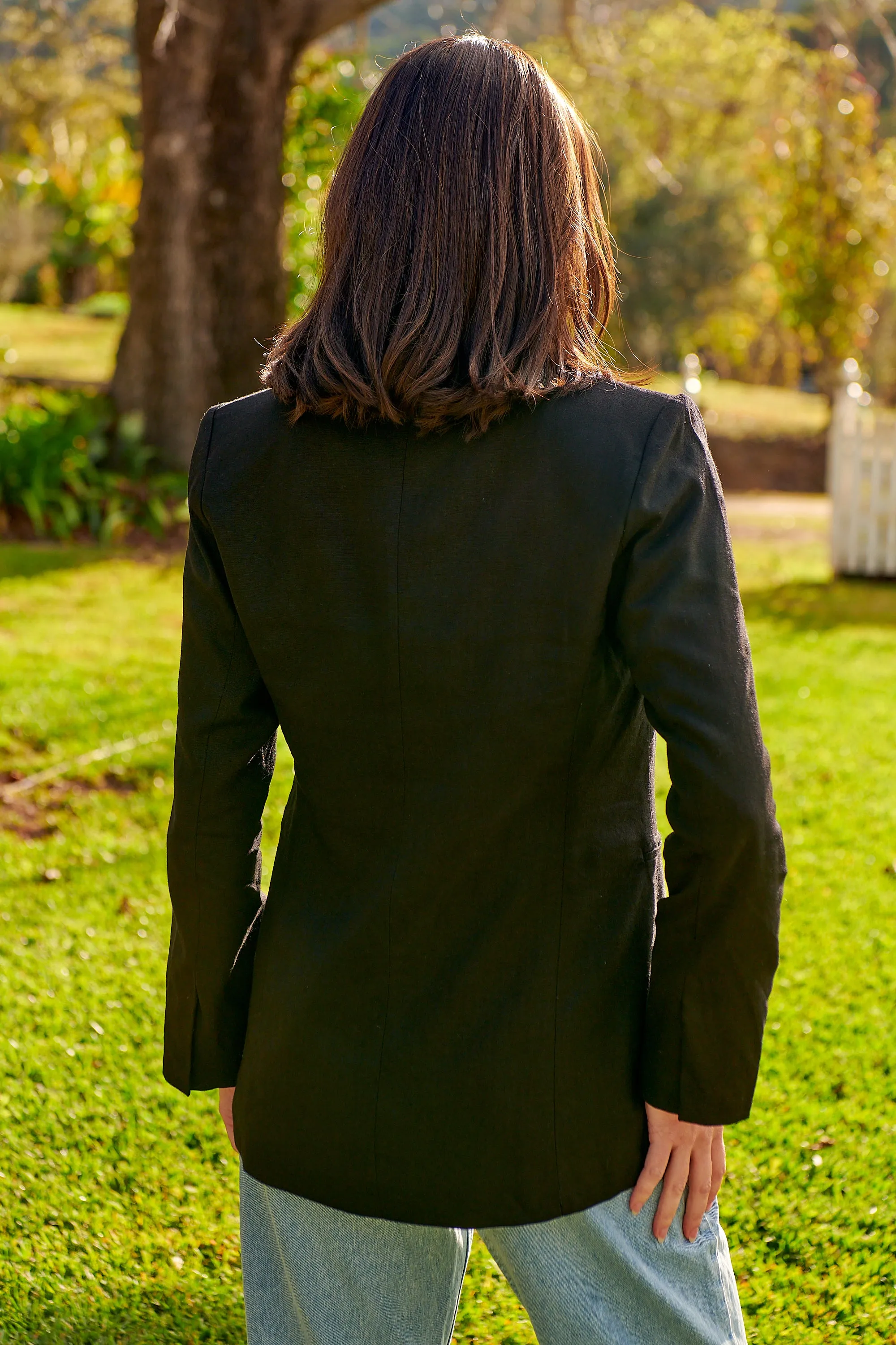 Crystal Black Linen Blazer