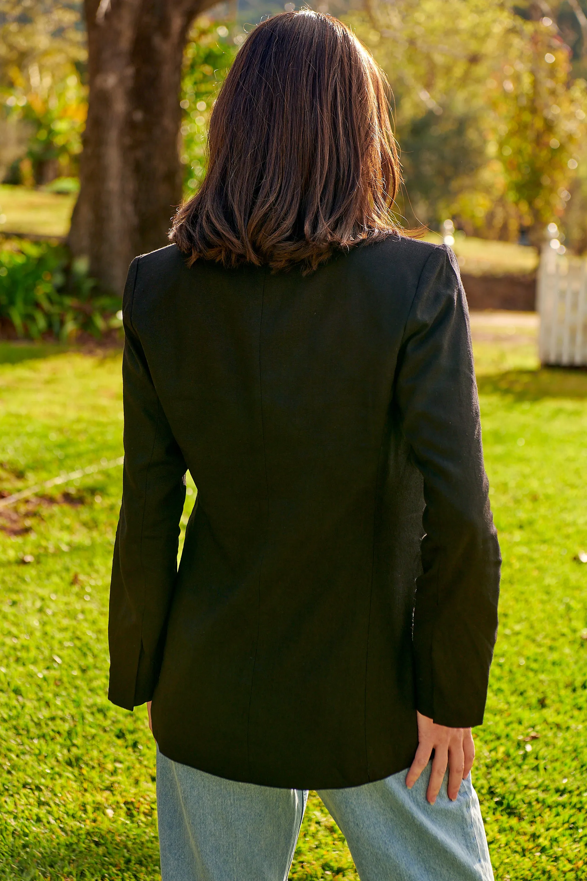 Crystal Black Linen Blazer