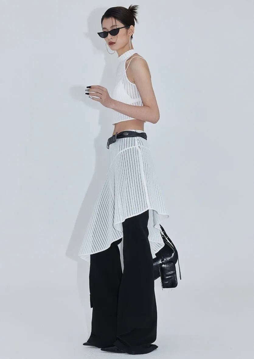 CUTOUT SHEER IRREGULAR LAYERED SKIRT