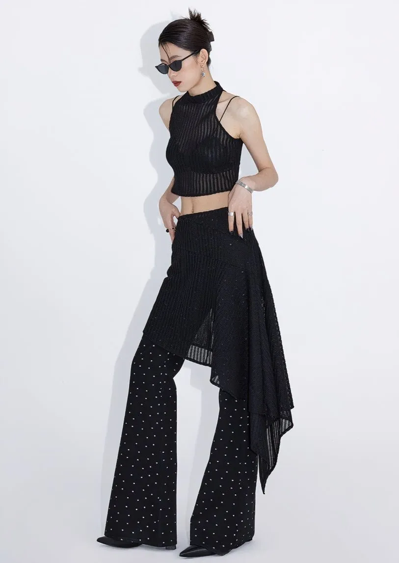 CUTOUT SHEER IRREGULAR LAYERED SKIRT