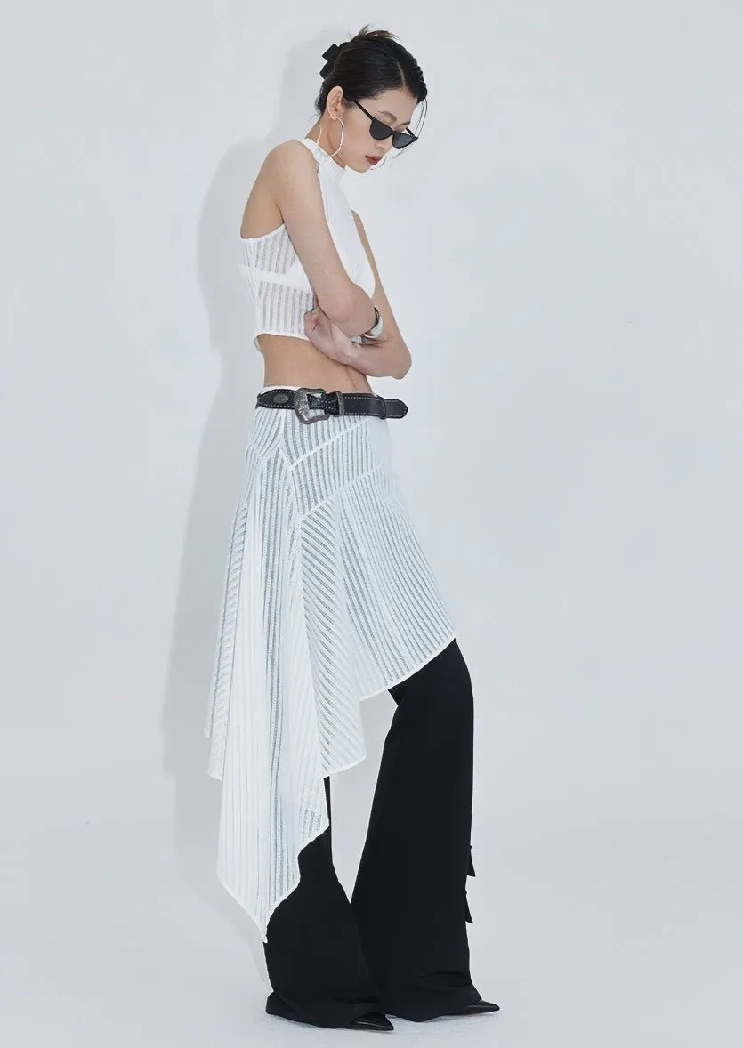 CUTOUT SHEER IRREGULAR LAYERED SKIRT