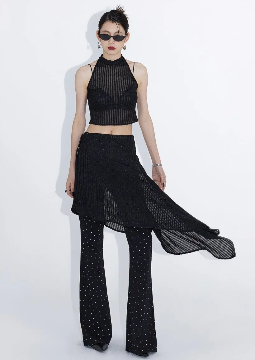 CUTOUT SHEER IRREGULAR LAYERED SKIRT