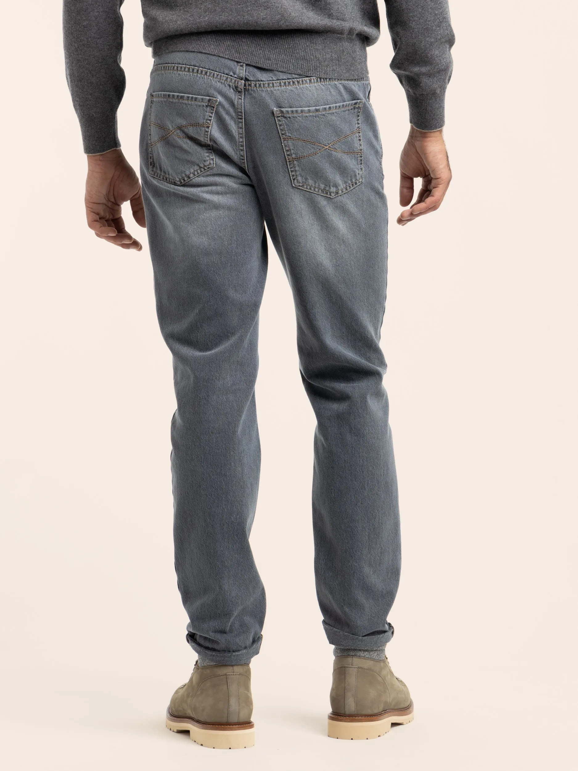 Dark Grey Leisure Fit Five-Pocket Jeans