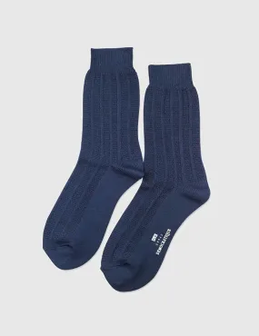 Democratique x Edwin Relax Rib Melange Socks - Navy