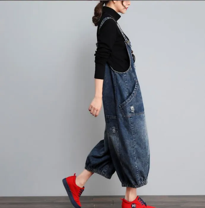 Denim Loose Casual Spring Denim Overall Women Jumpsuits Dress