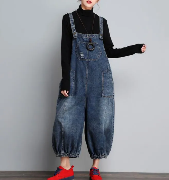 Denim Loose Casual Spring Denim Overall Women Jumpsuits Dress