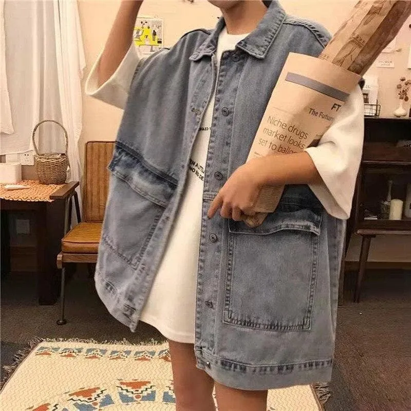 Denim Waistcoat With Pockets