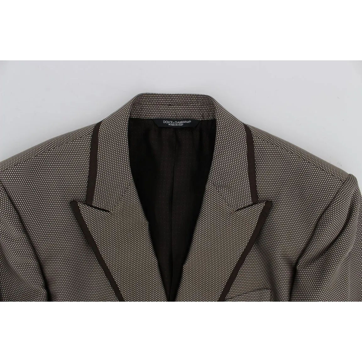 Dolce & Gabbana Elegant Brown Silk Two-Button Slim Blazer