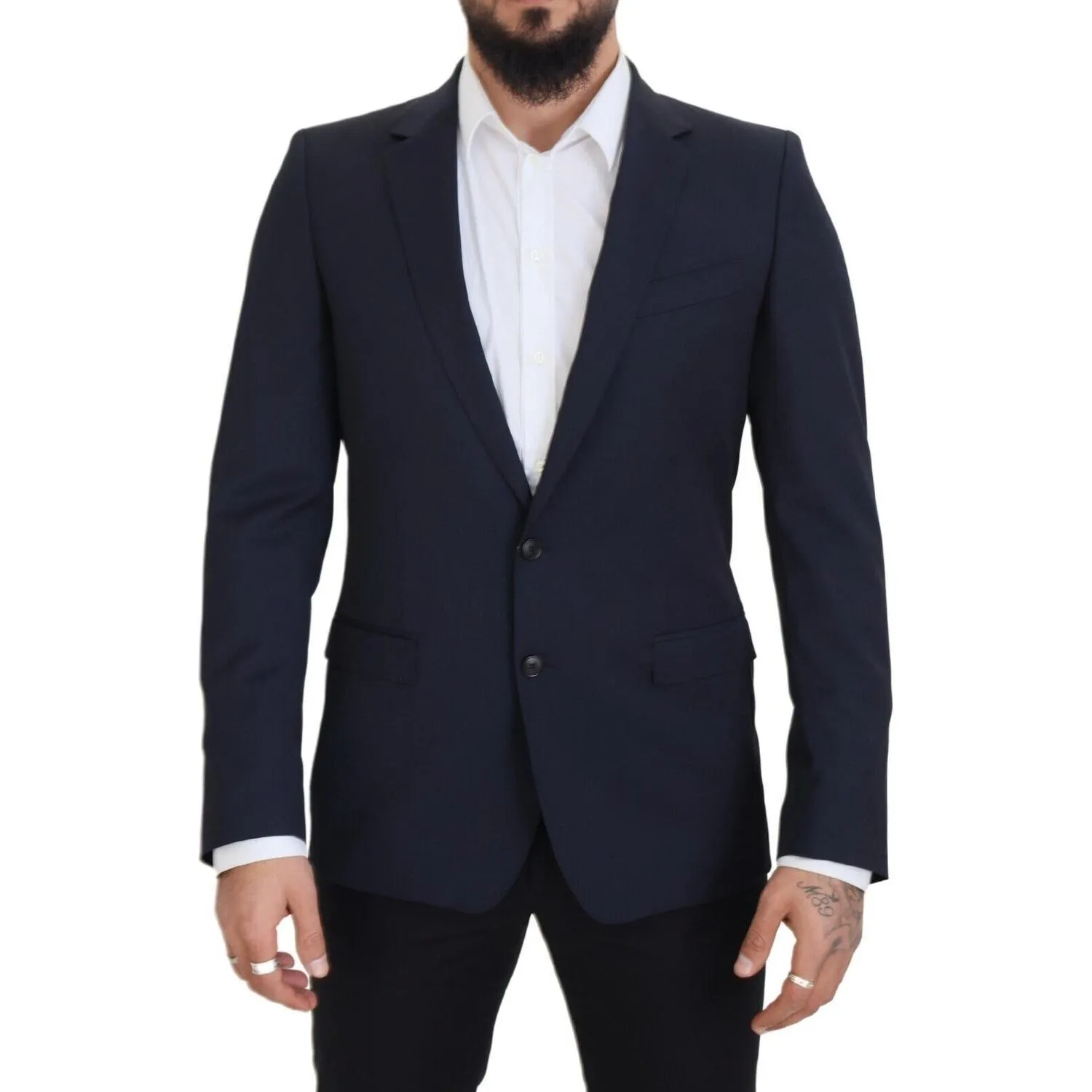 Dolce & Gabbana Elegant Dark Blue Slim Fit Wool Blazer