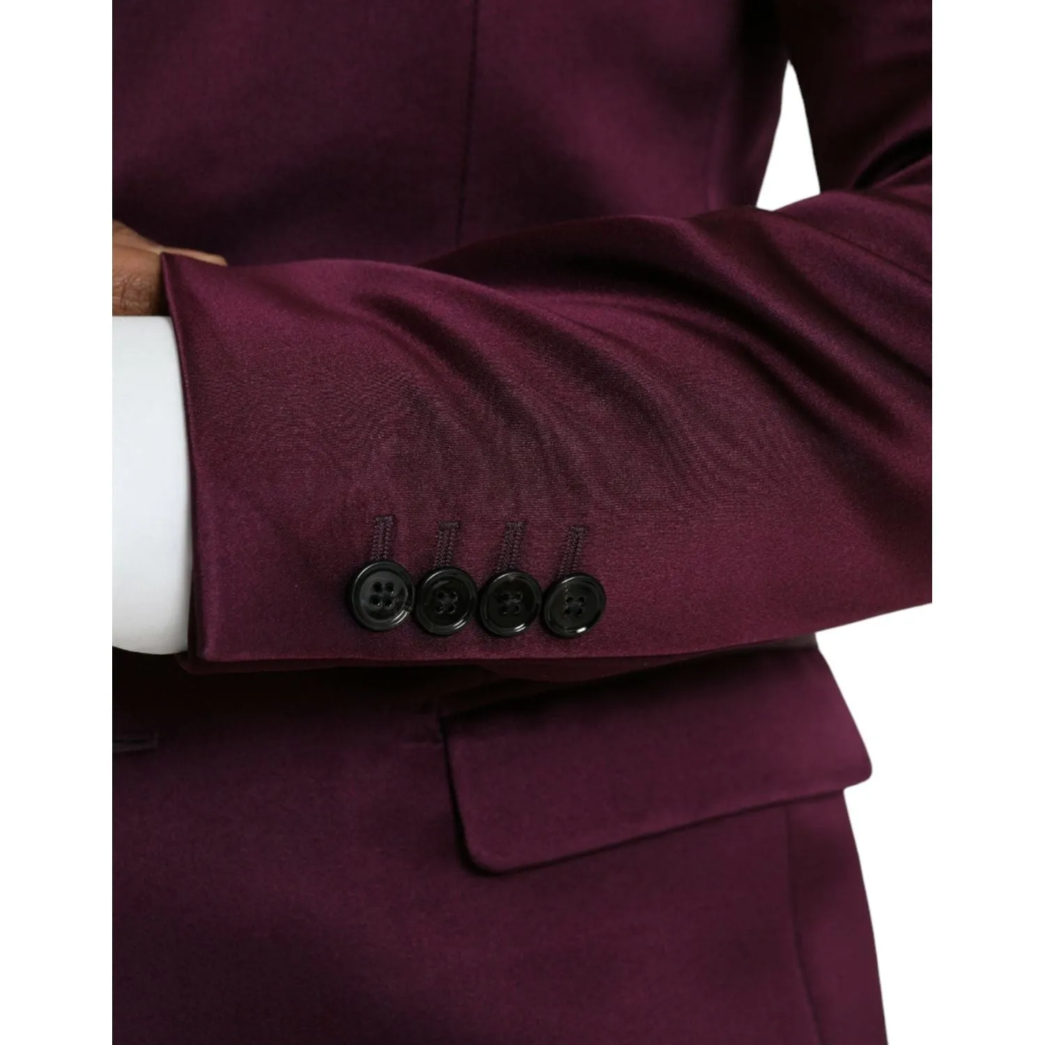 Dolce & Gabbana Maroon Silk Single Breasted Coat Blazer