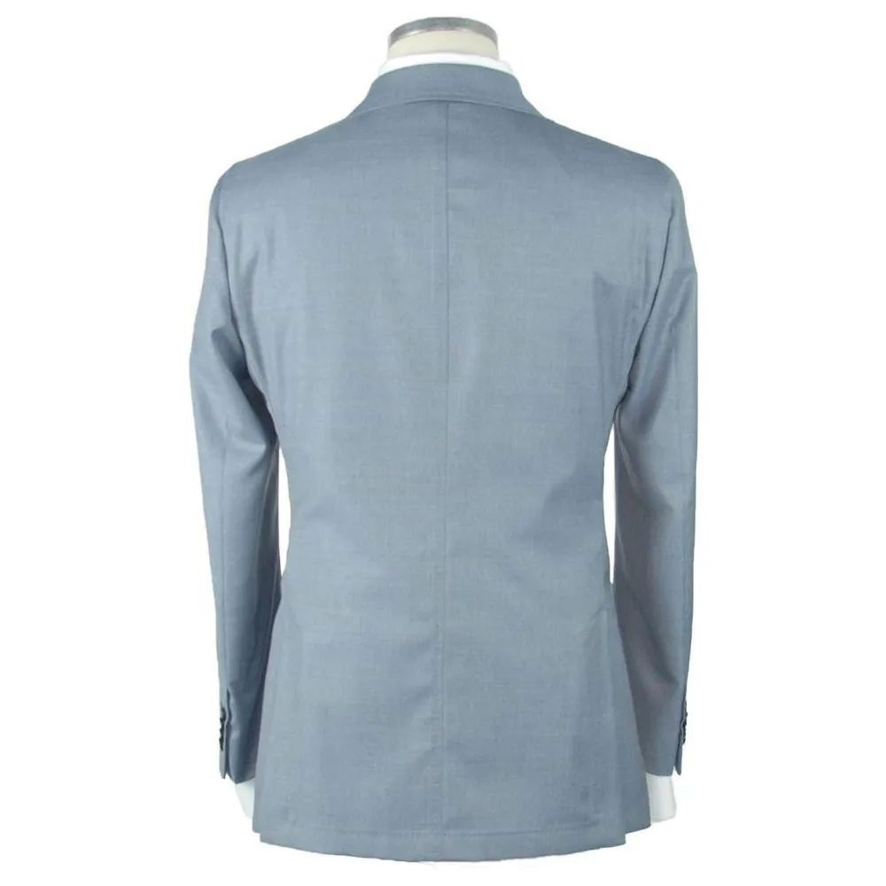 Emilio Romanelli Light Blue Wool Men Blazer