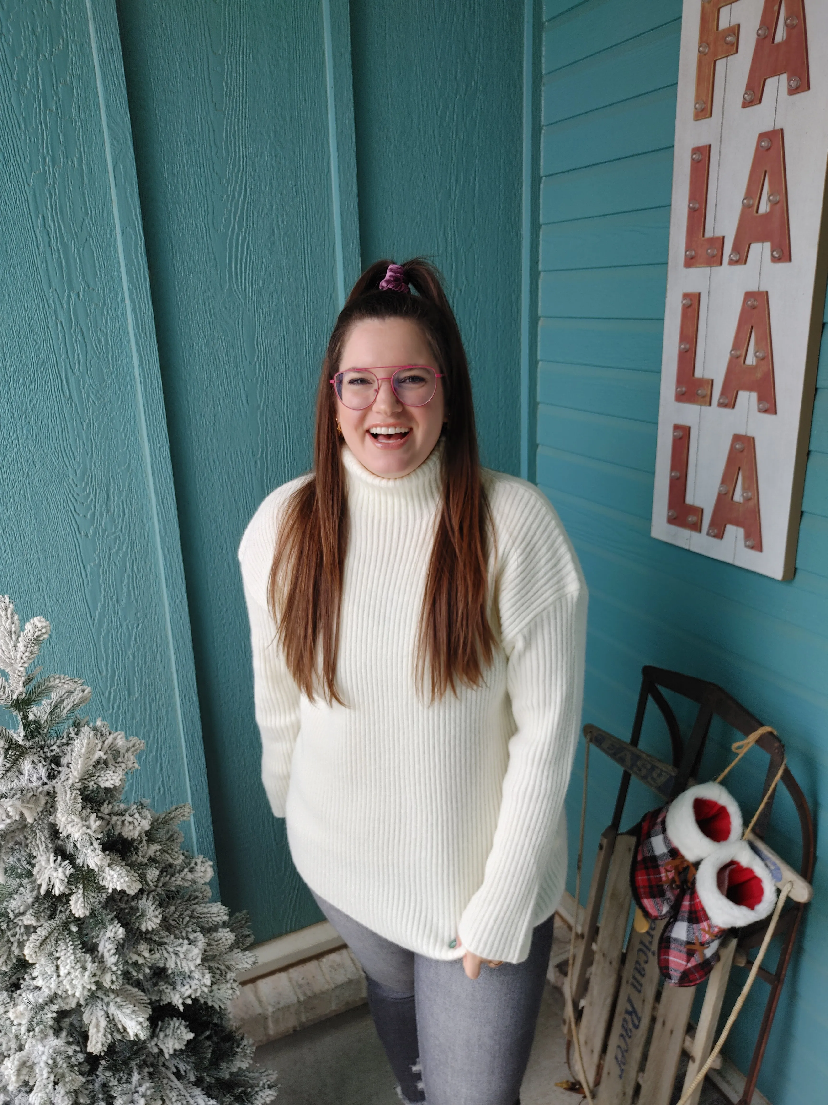 Enchanted Cream Ribbed Turtleneck