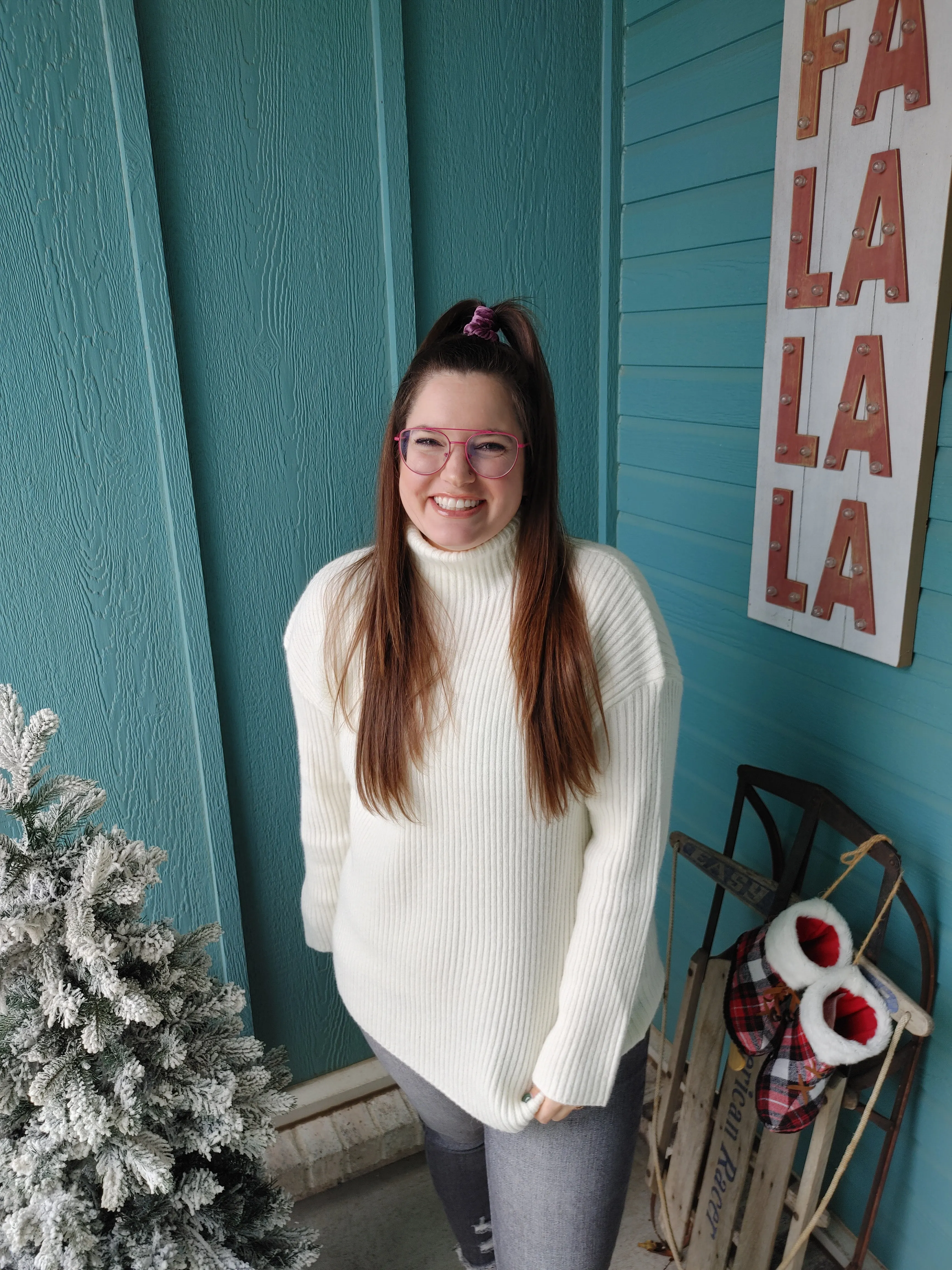 Enchanted Cream Ribbed Turtleneck