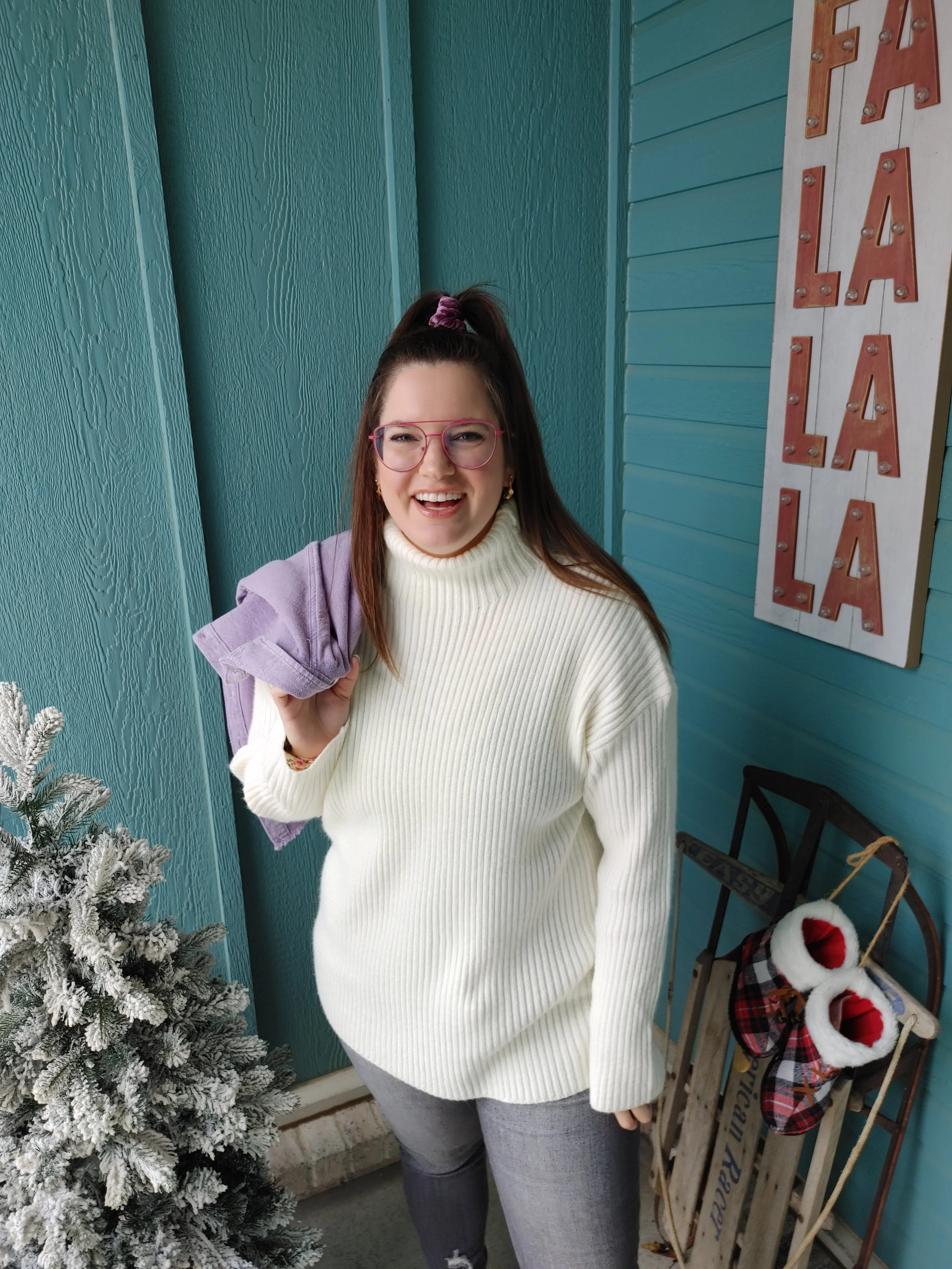 Enchanted Cream Ribbed Turtleneck