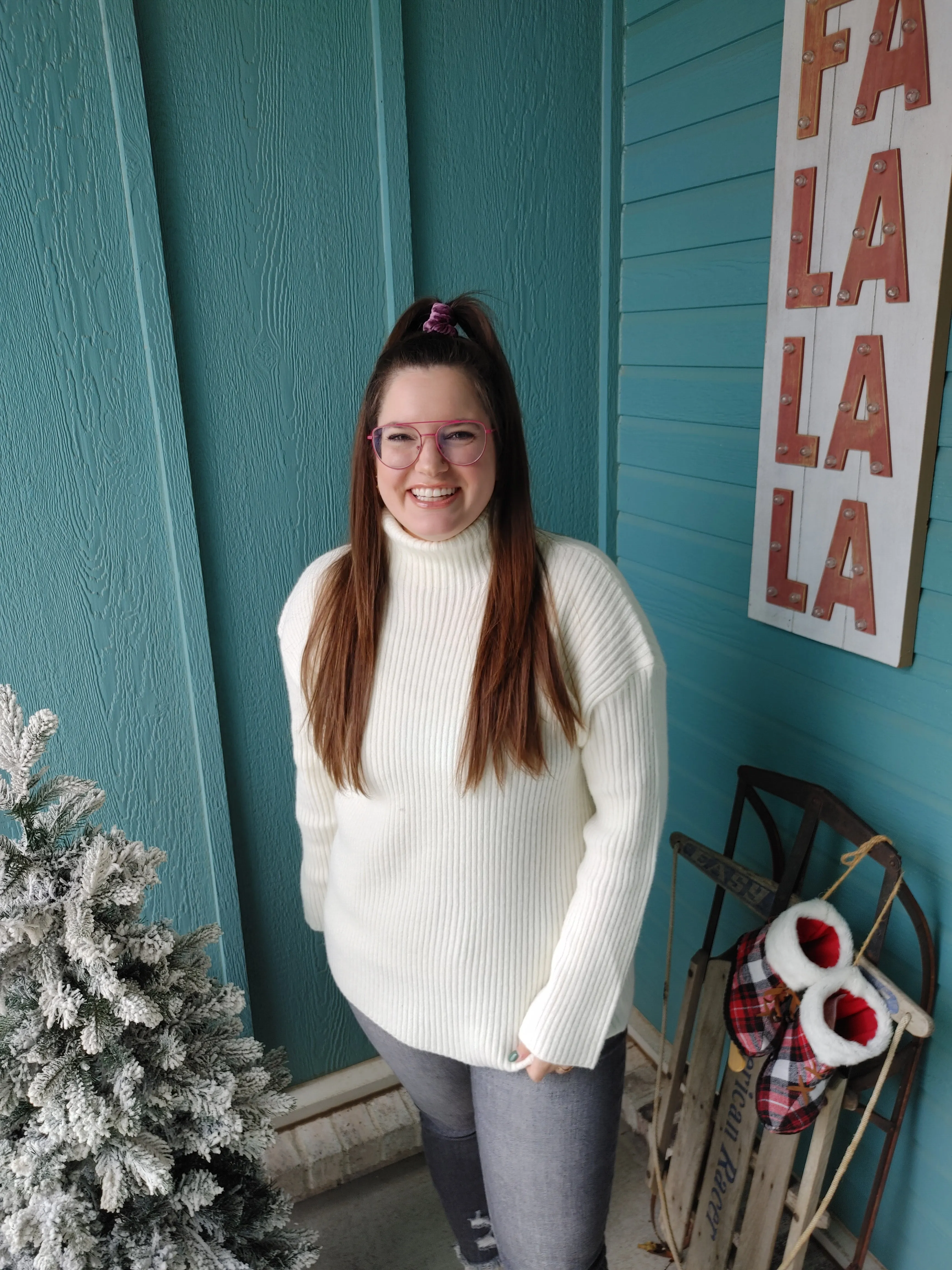 Enchanted Cream Ribbed Turtleneck