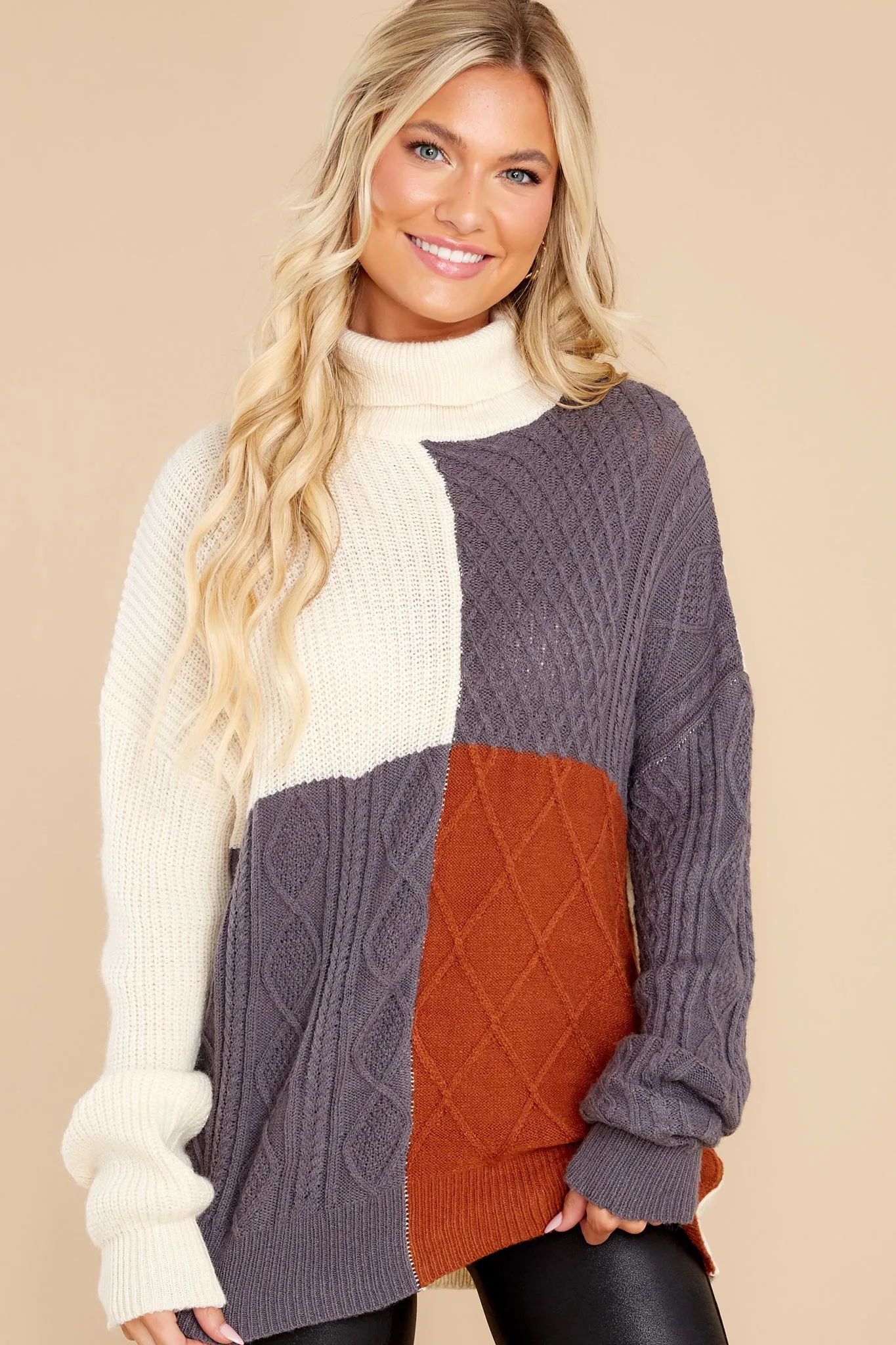 Endless Snuggles Grey Colorblock Sweater