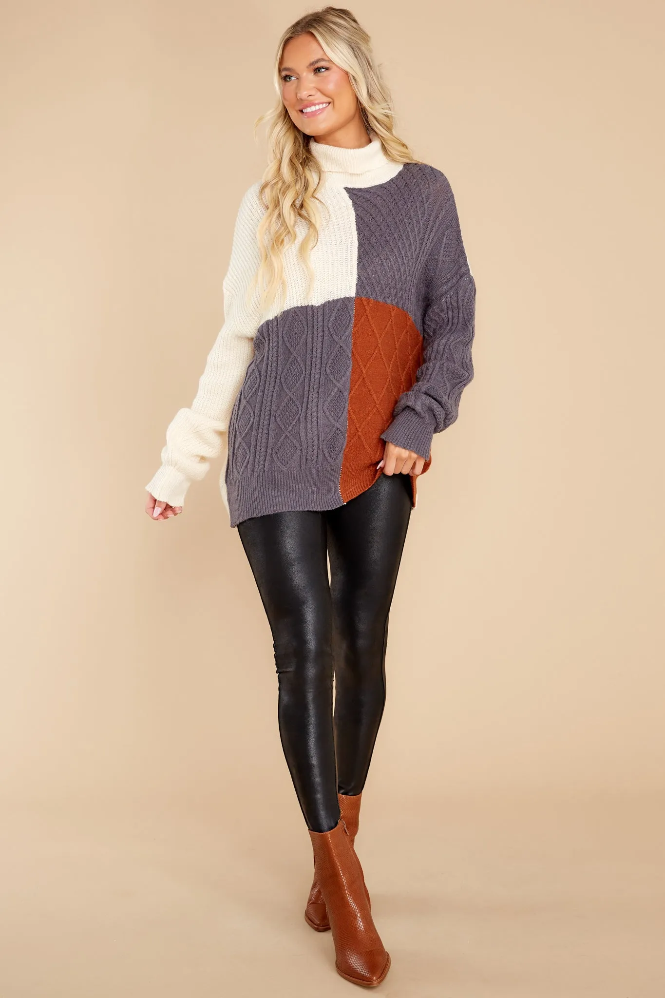 Endless Snuggles Grey Colorblock Sweater