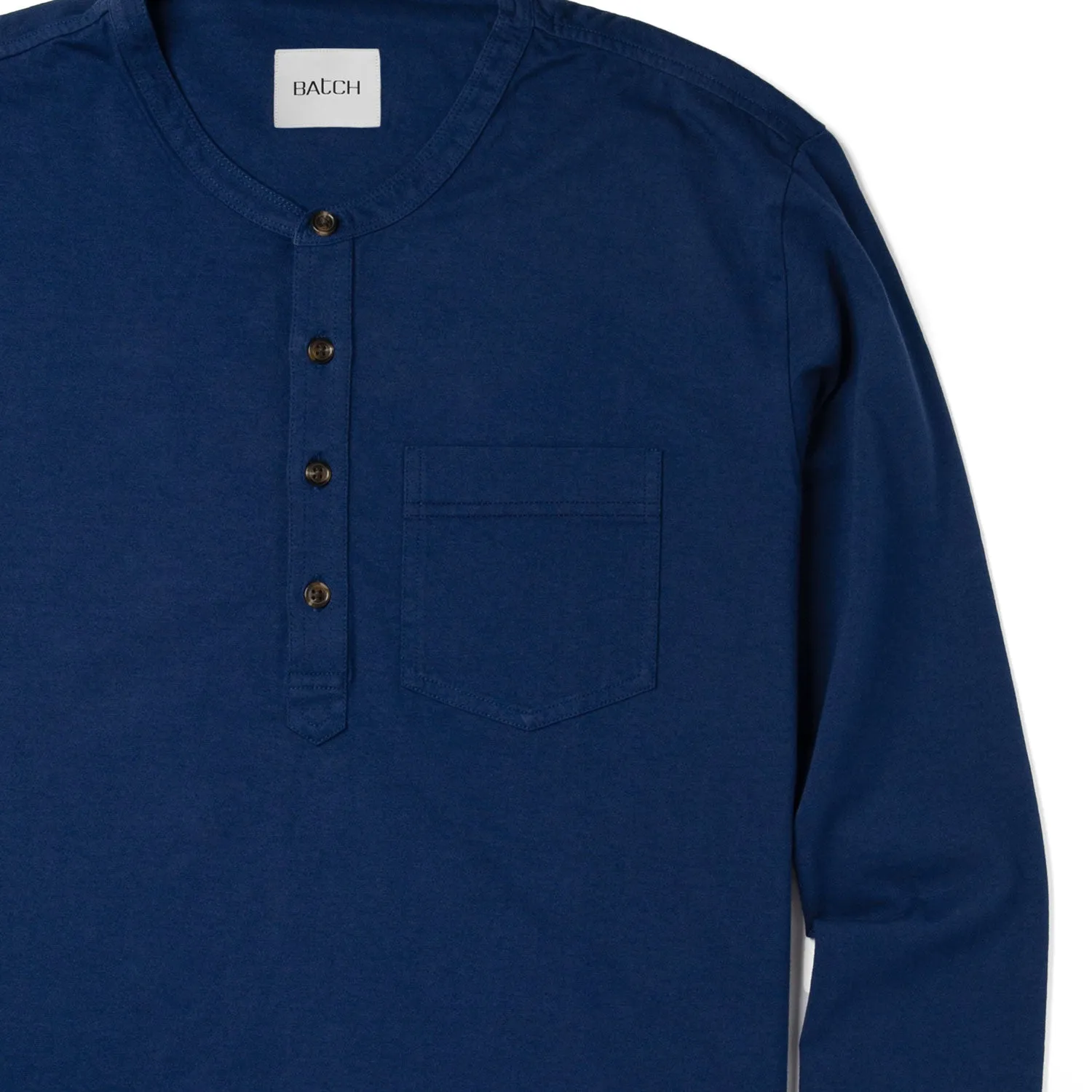 Essential 1 Pocket Henley Shirt –  Cobalt Blue Cotton Jersey