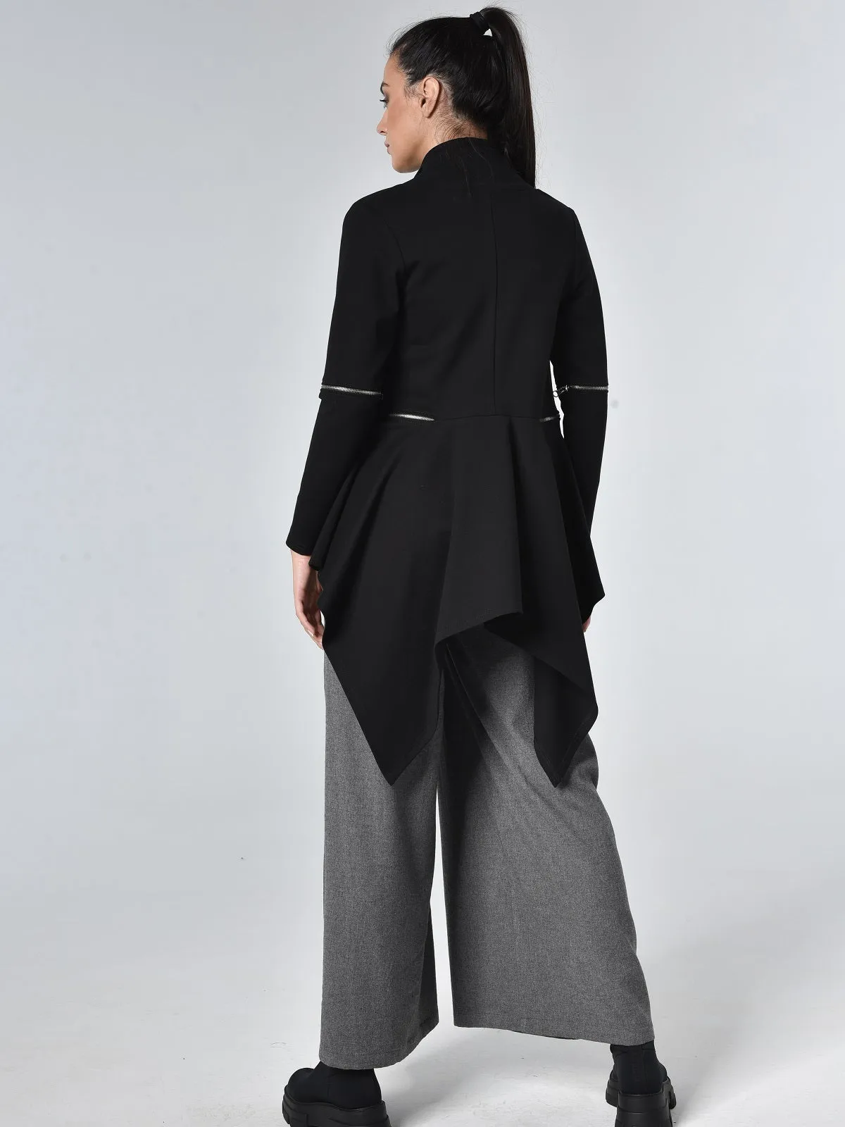 Extravagant Asymmetric Jacket with Zippers