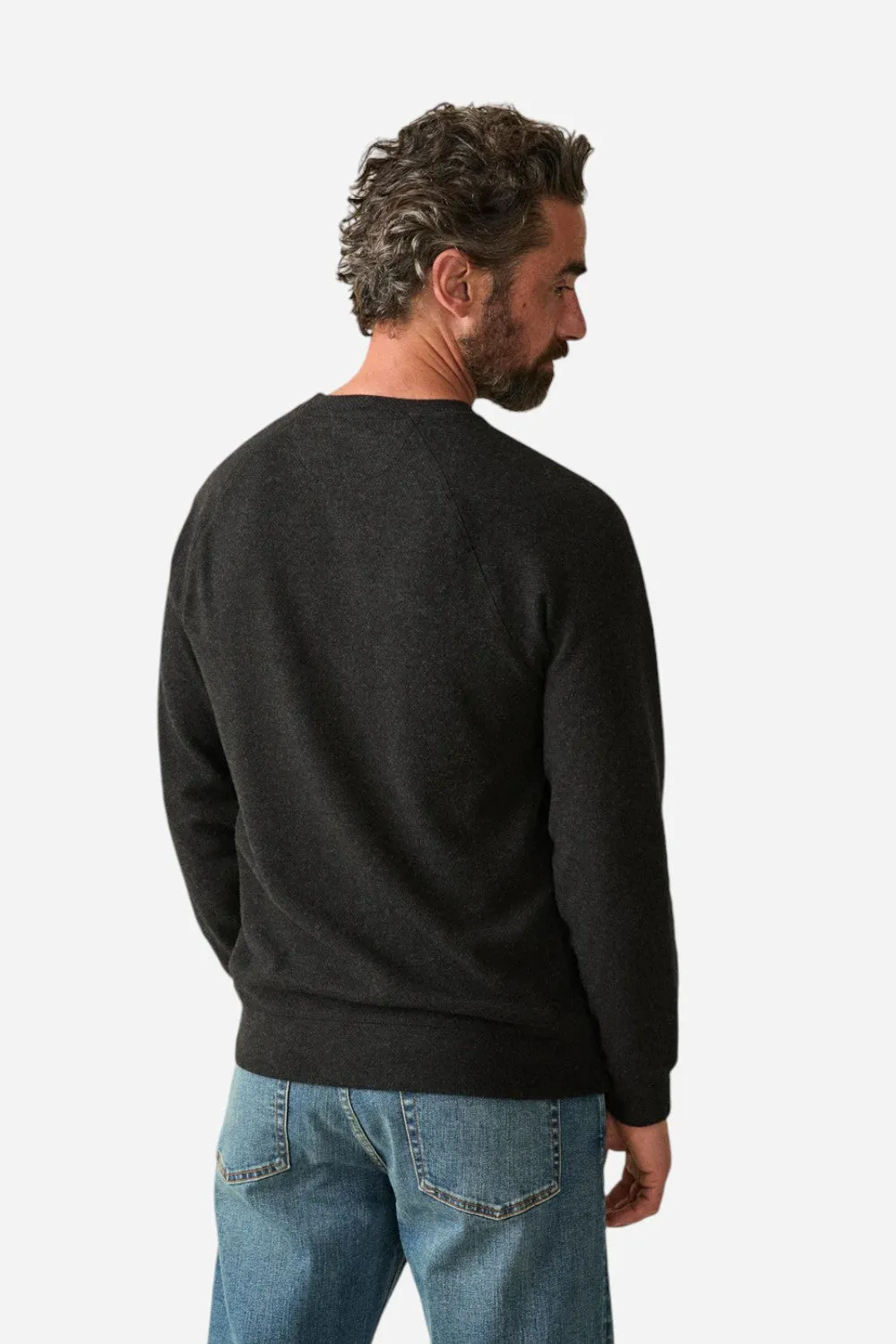 Faherty Legend Sweater Crew Heather Black Twill