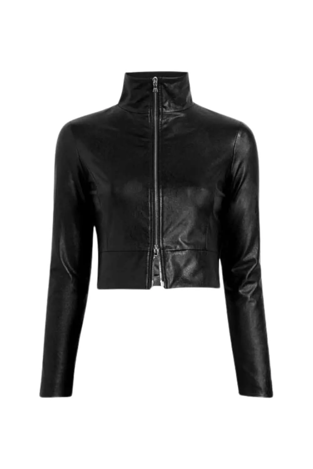 Faux Leather Cropped Biker Jacket