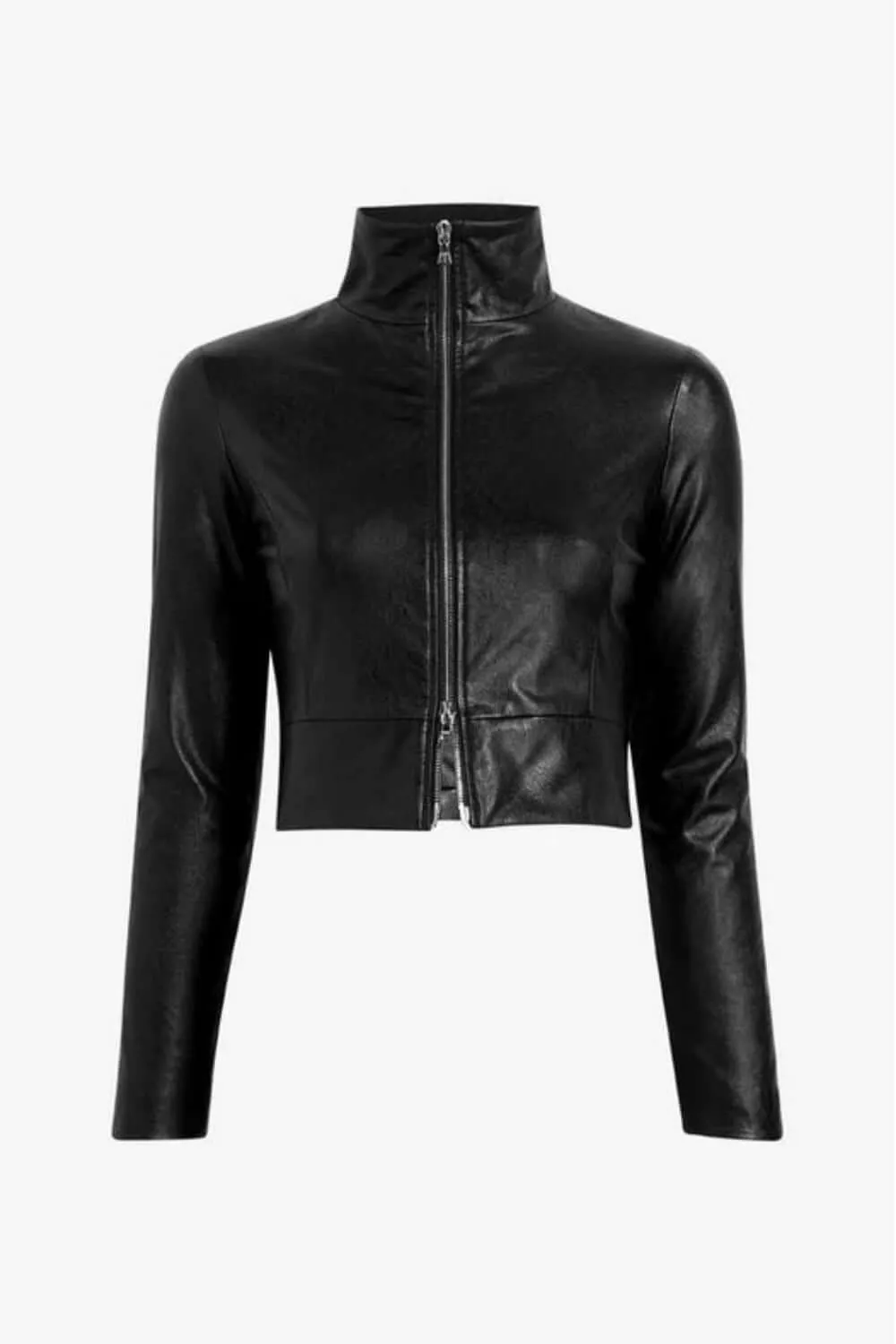 Faux Leather Cropped Biker Jacket