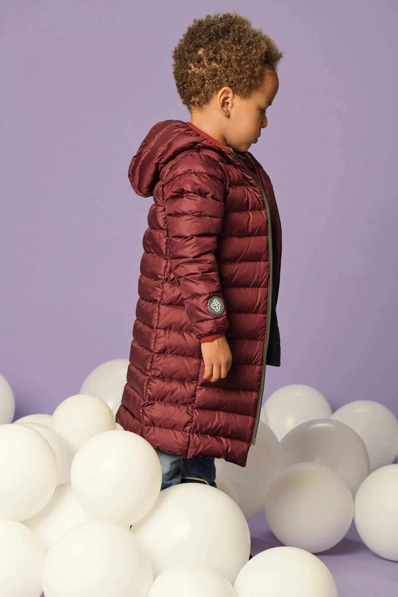 Fluff Down Coat: Burgundy