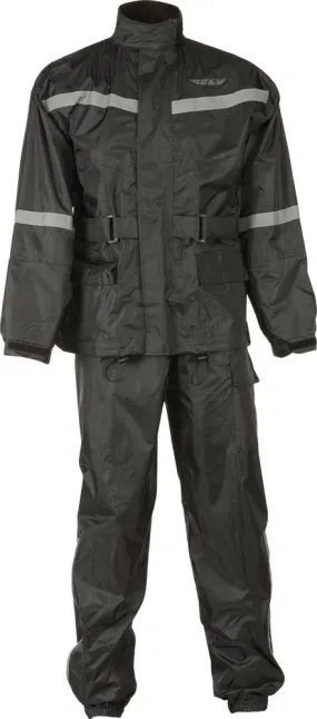 FLY RACING 2-PIECE RAIN SUIT BLACK XL #6016 478-8010~5