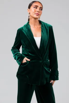 Forest Double Button Velvet Blazer