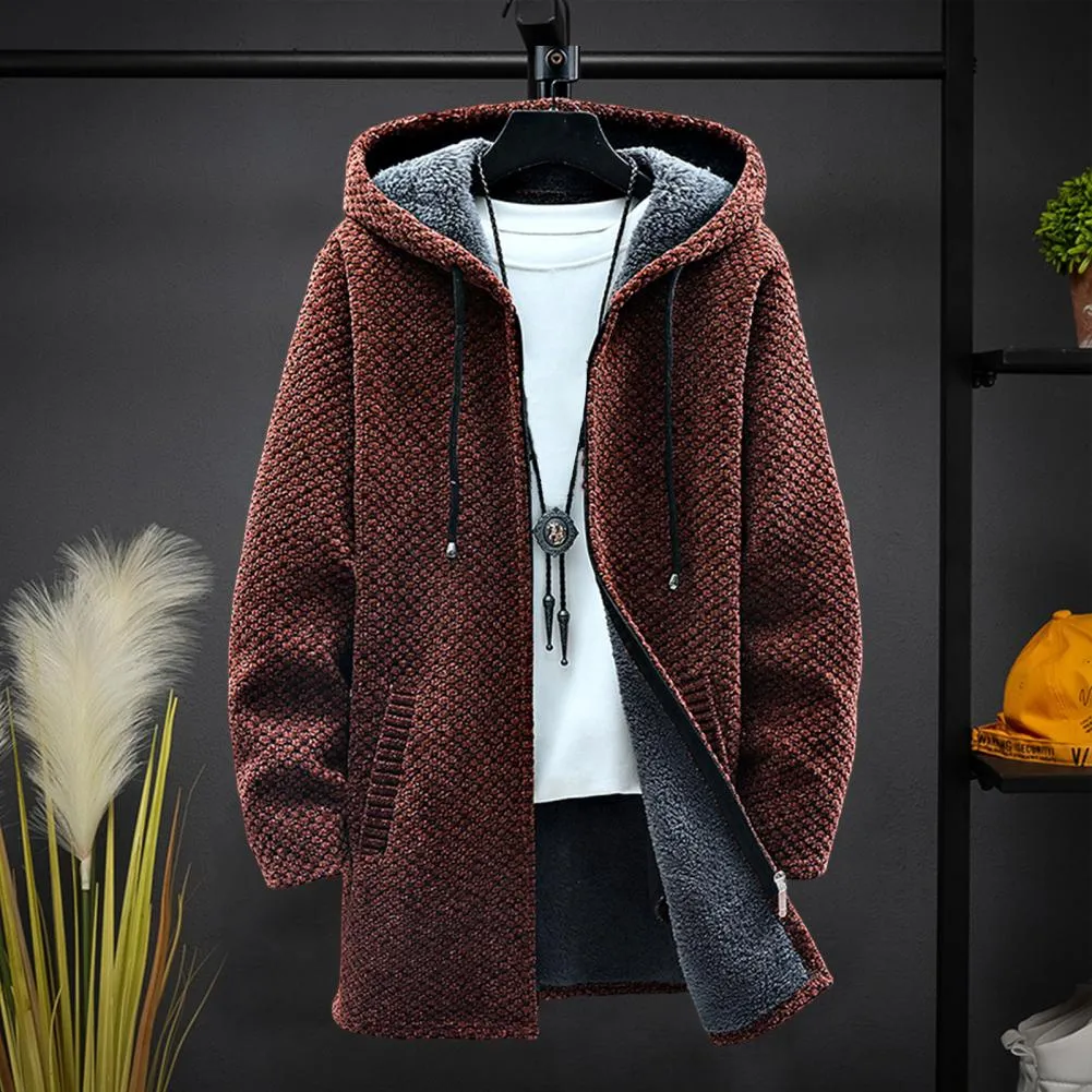 Funki Buys | Jackets | Men's Warm Drawstring Hooded Overcoat