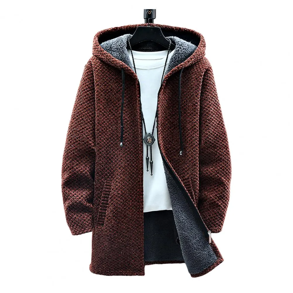 Funki Buys | Jackets | Men's Warm Drawstring Hooded Overcoat