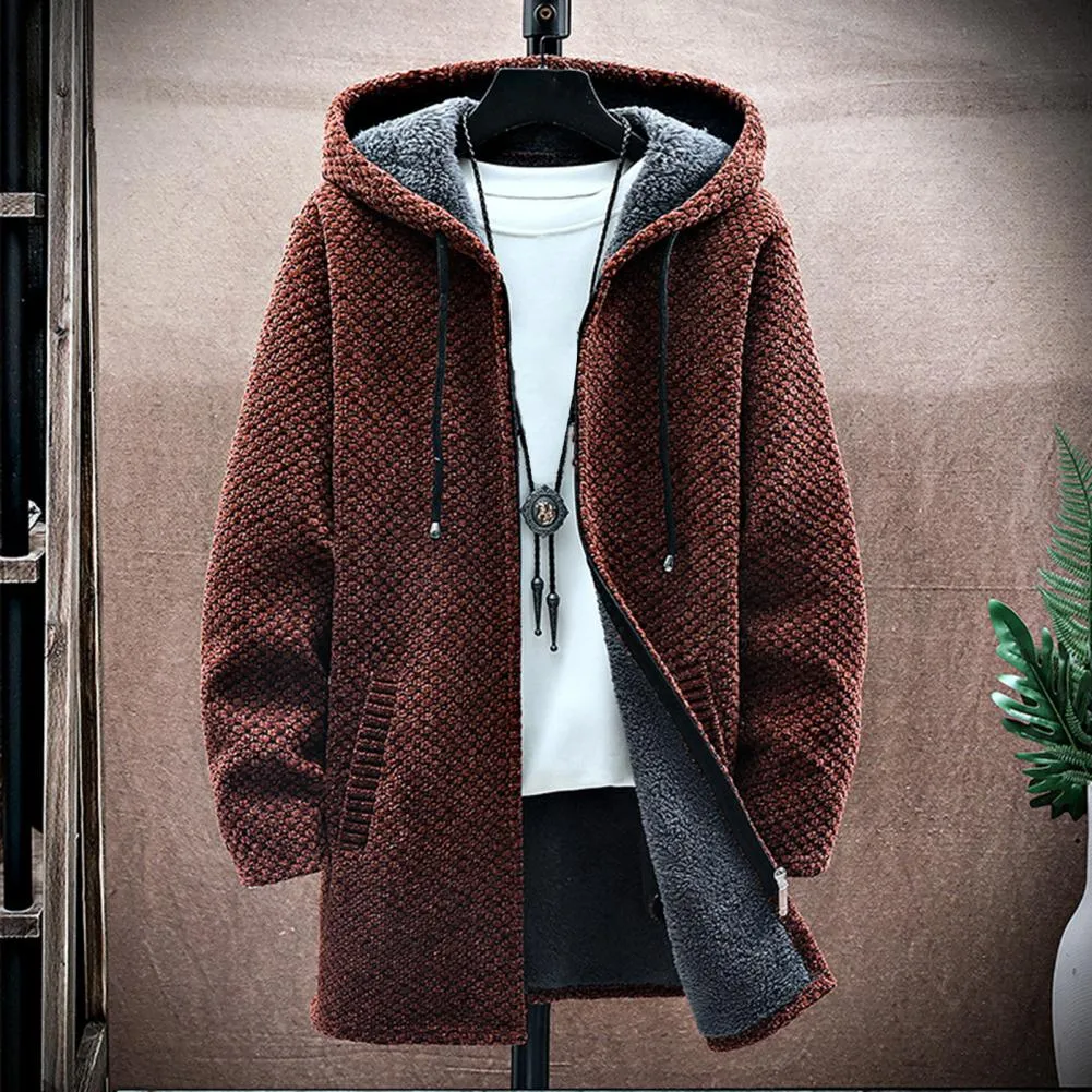 Funki Buys | Jackets | Men's Warm Drawstring Hooded Overcoat