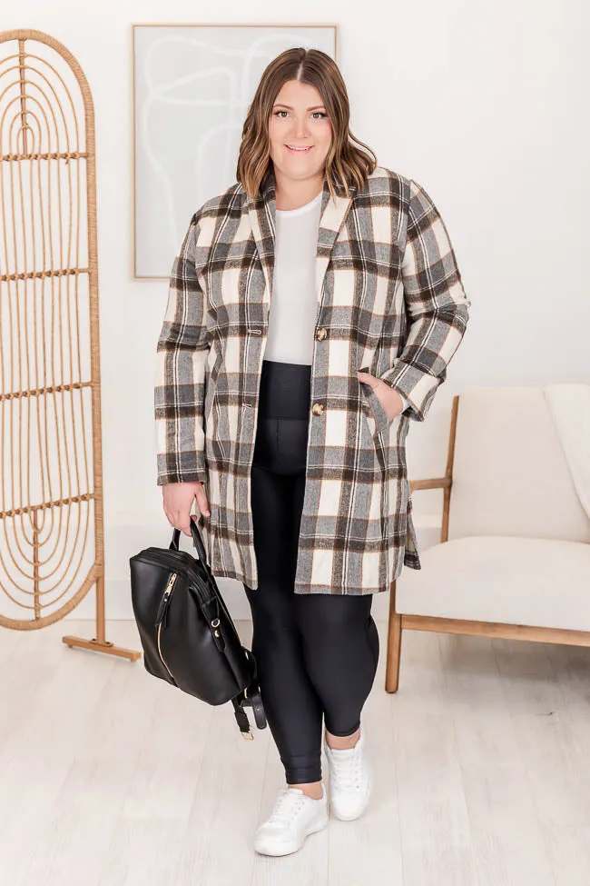 Get On Board Grey Plaid Coat FINAL SALE