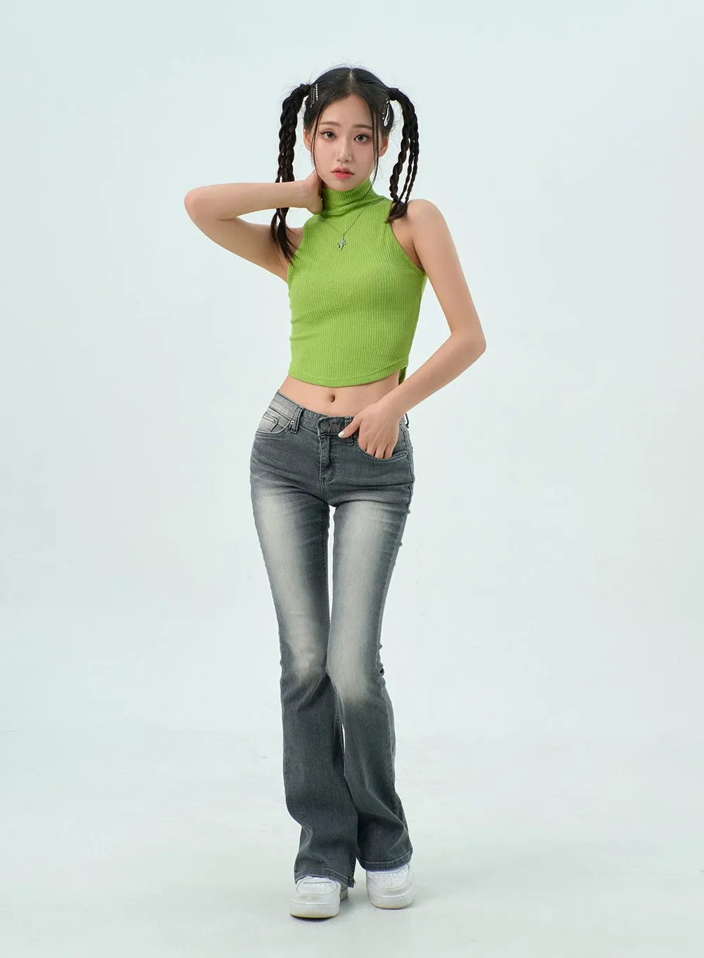 Grey Bootcut Jeans BY322