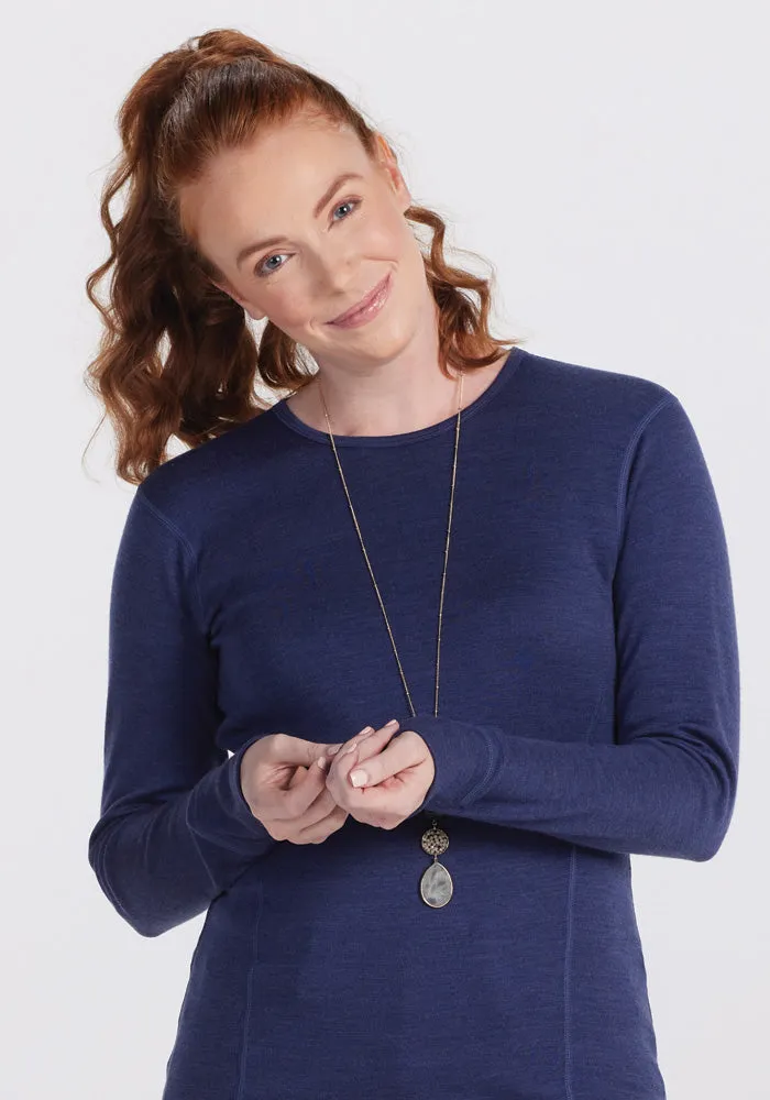 Hannah Long Sleeve Top - Navy Melange