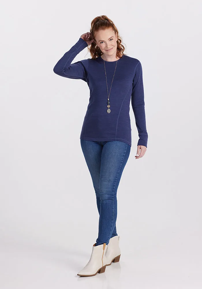 Hannah Long Sleeve Top - Navy Melange