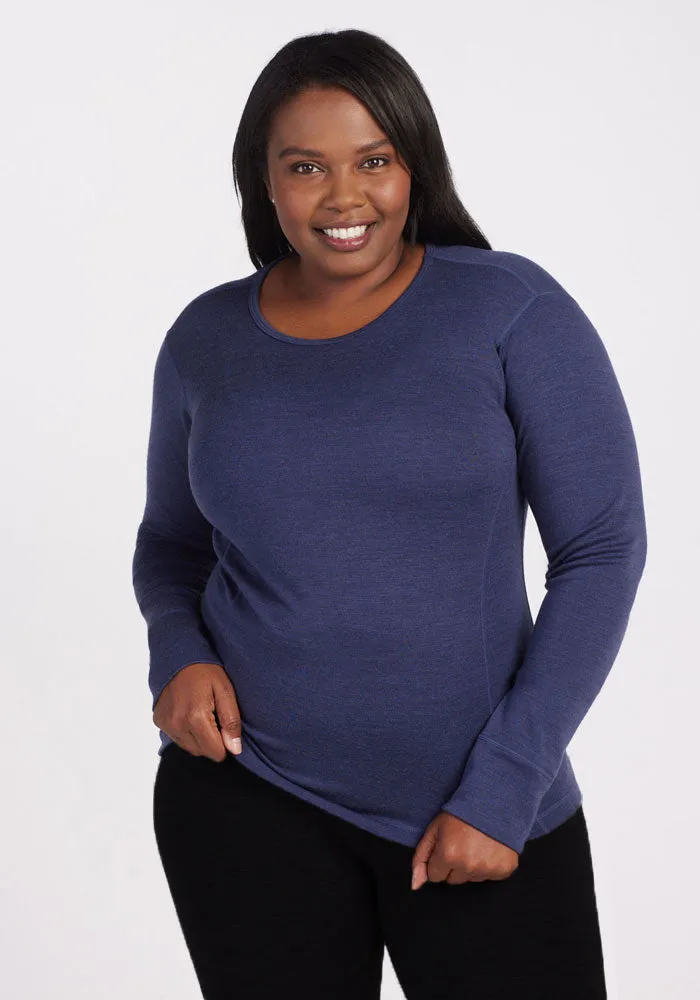 Hannah Long Sleeve Top - Navy Melange