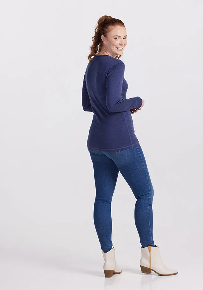 Hannah Long Sleeve Top - Navy Melange