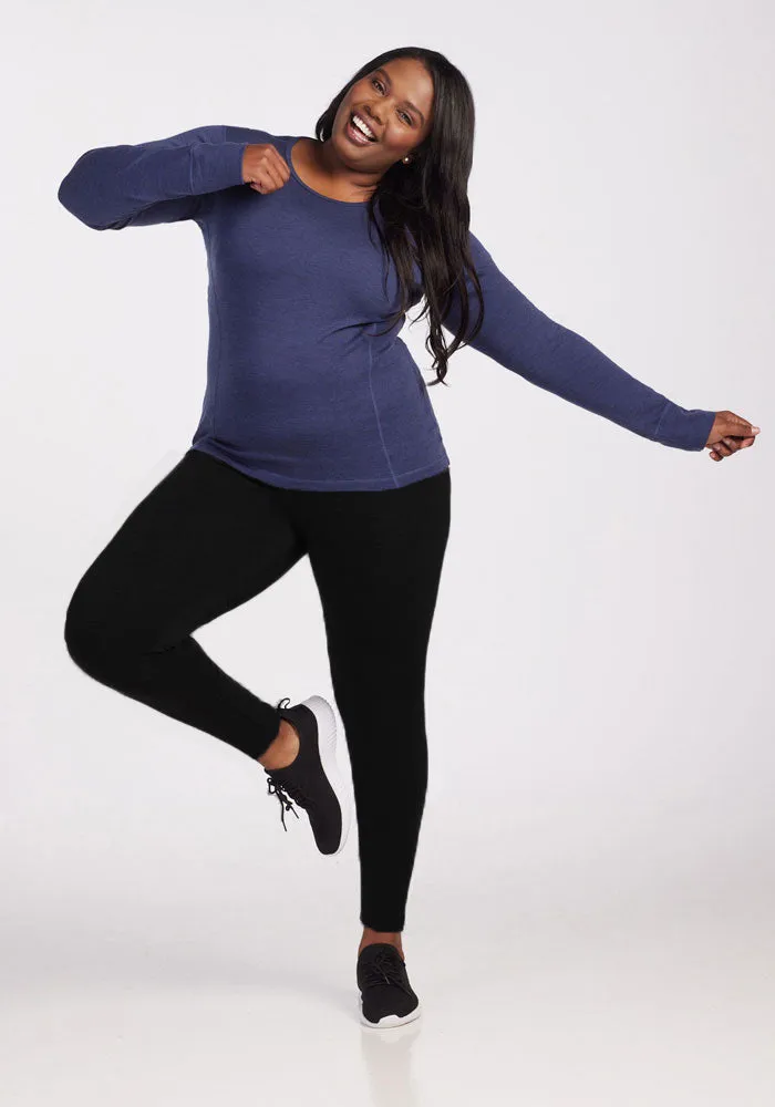 Hannah Long Sleeve Top - Navy Melange