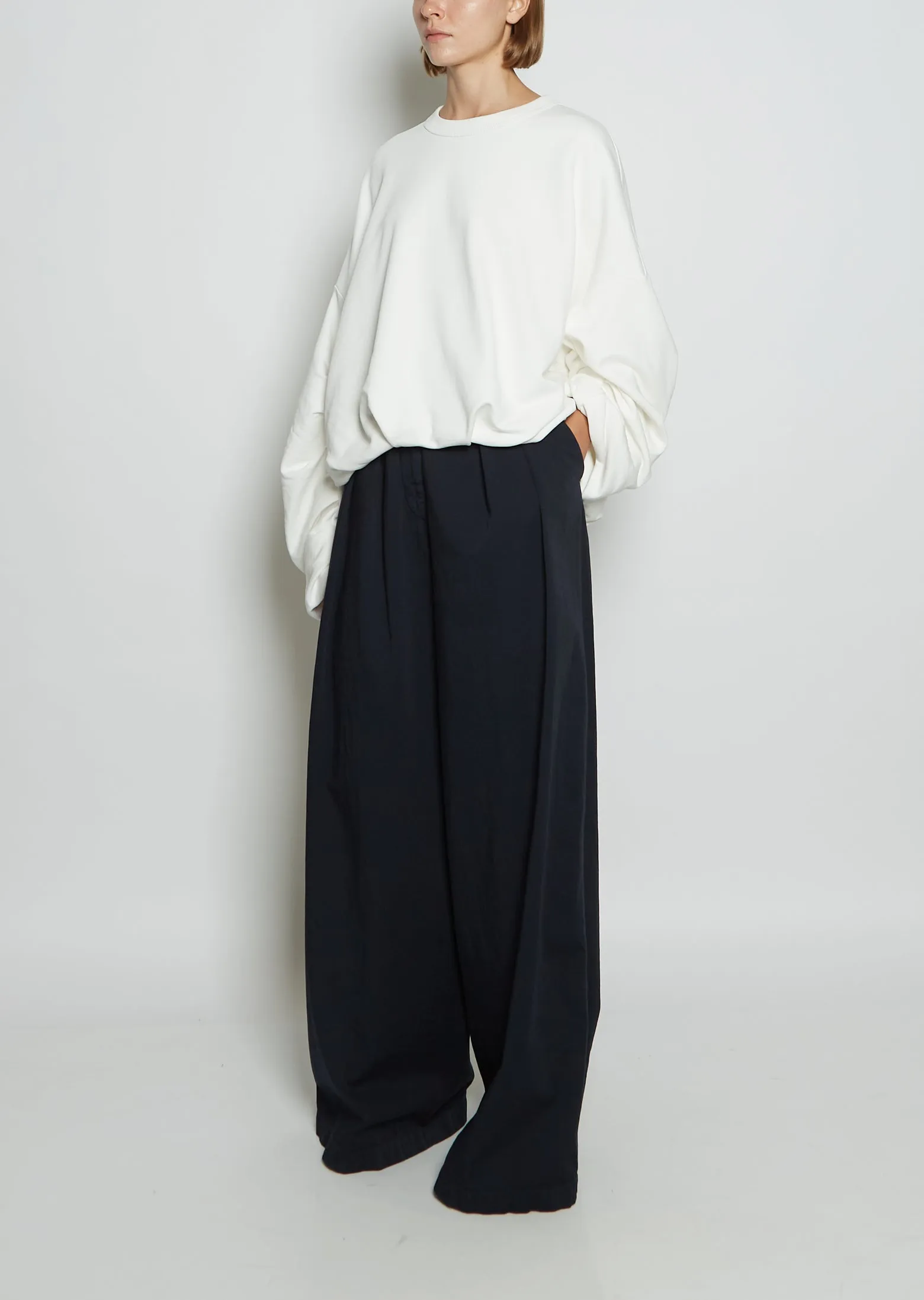 Hannett Cotton Terry Sweater  — White